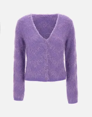 Purple Mohair Cardigan with Lurex