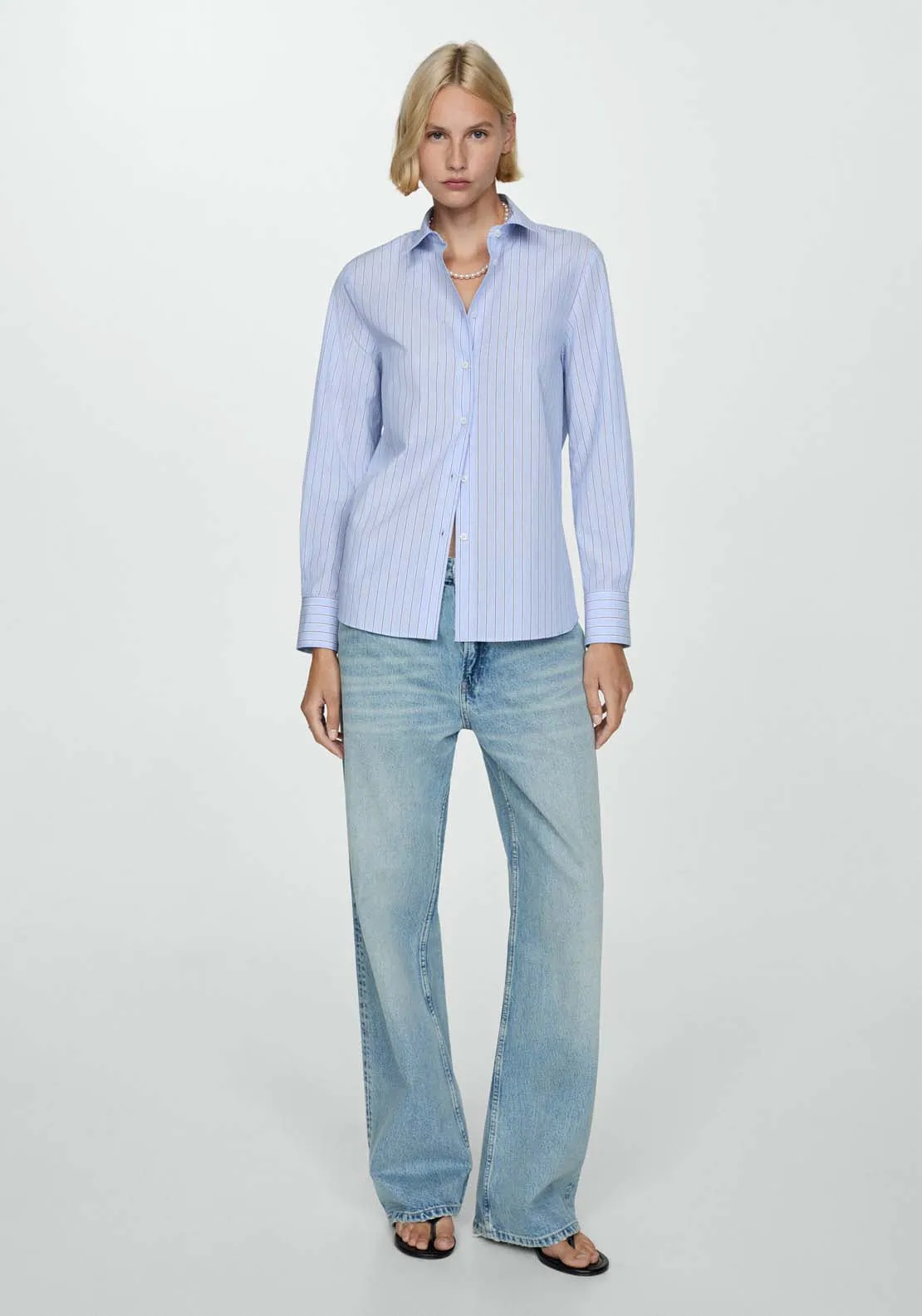 Regular cotton lyocell-blend shirt - Light/pastel Blue