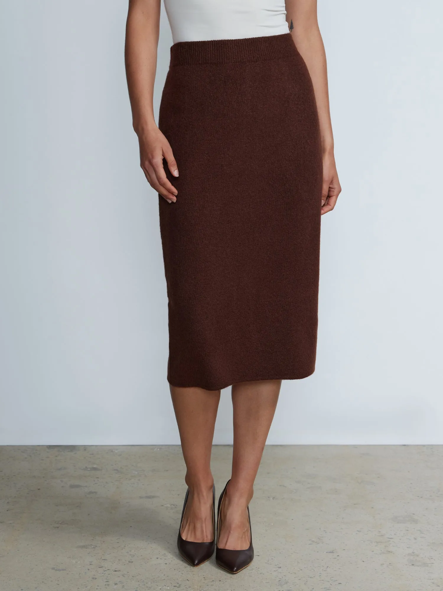 Ribbed Knit Midi Skirt