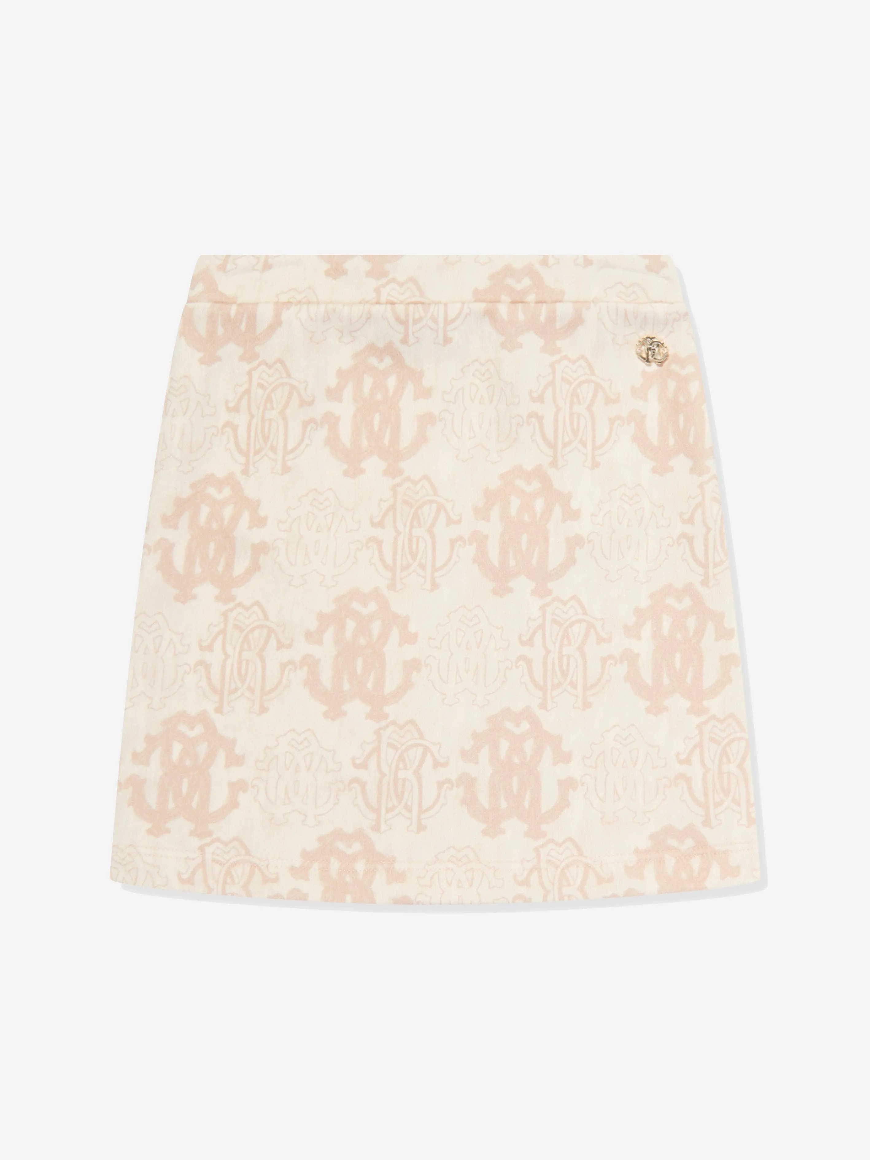 Roberto Cavalli Girls AOP RC Cotton Skirt in Beige