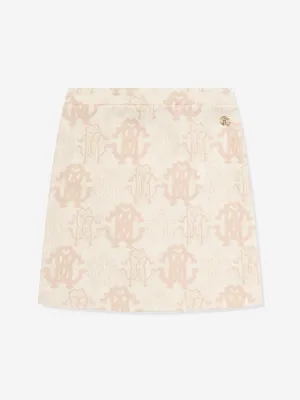 Roberto Cavalli Girls AOP RC Cotton Skirt in Beige