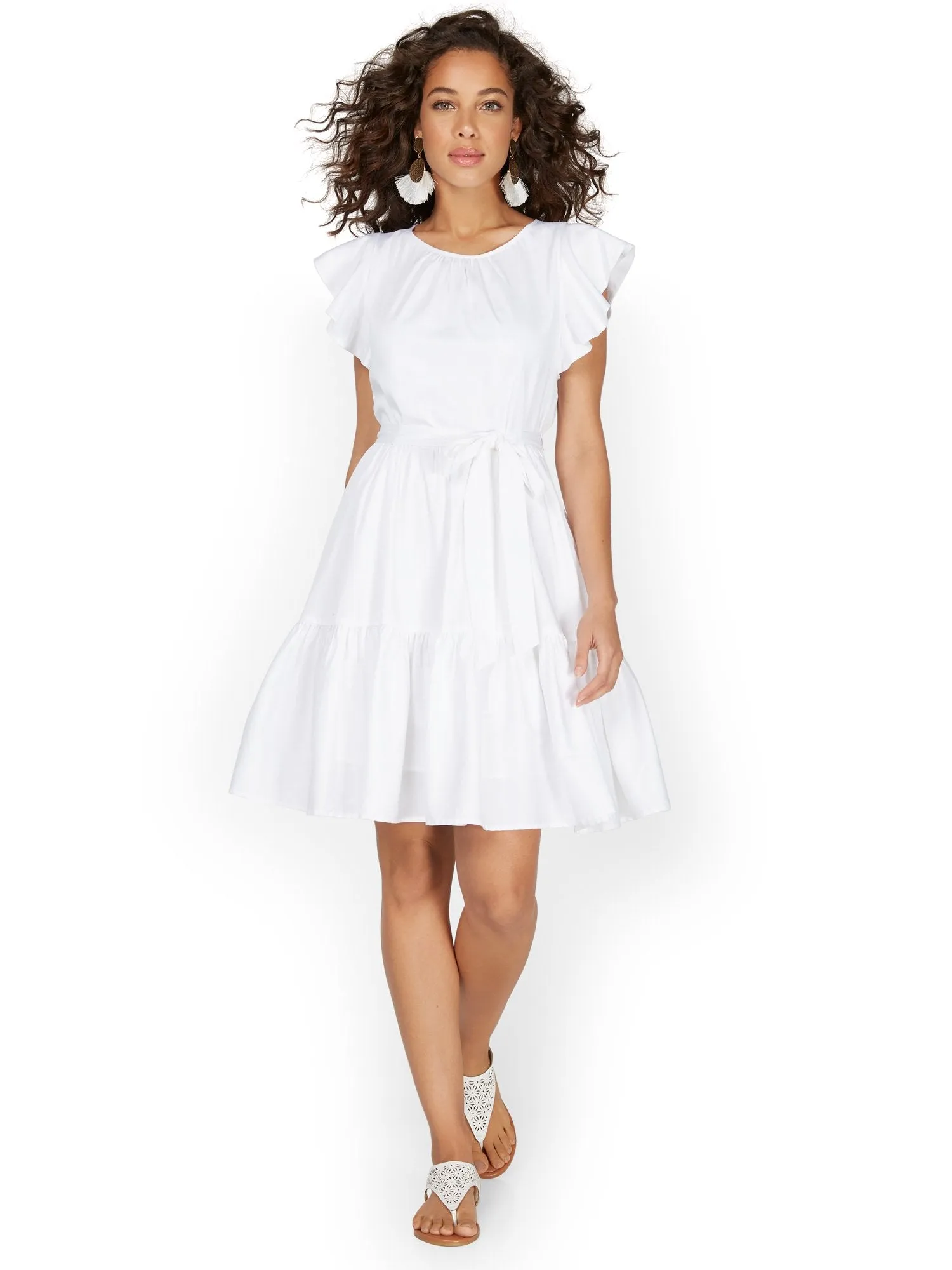 Ruffle Poplin Dress