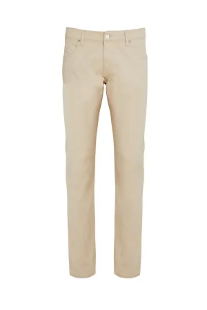 Slim Fit 5 Pocket Low Waist Beige Cotton Casual Pants