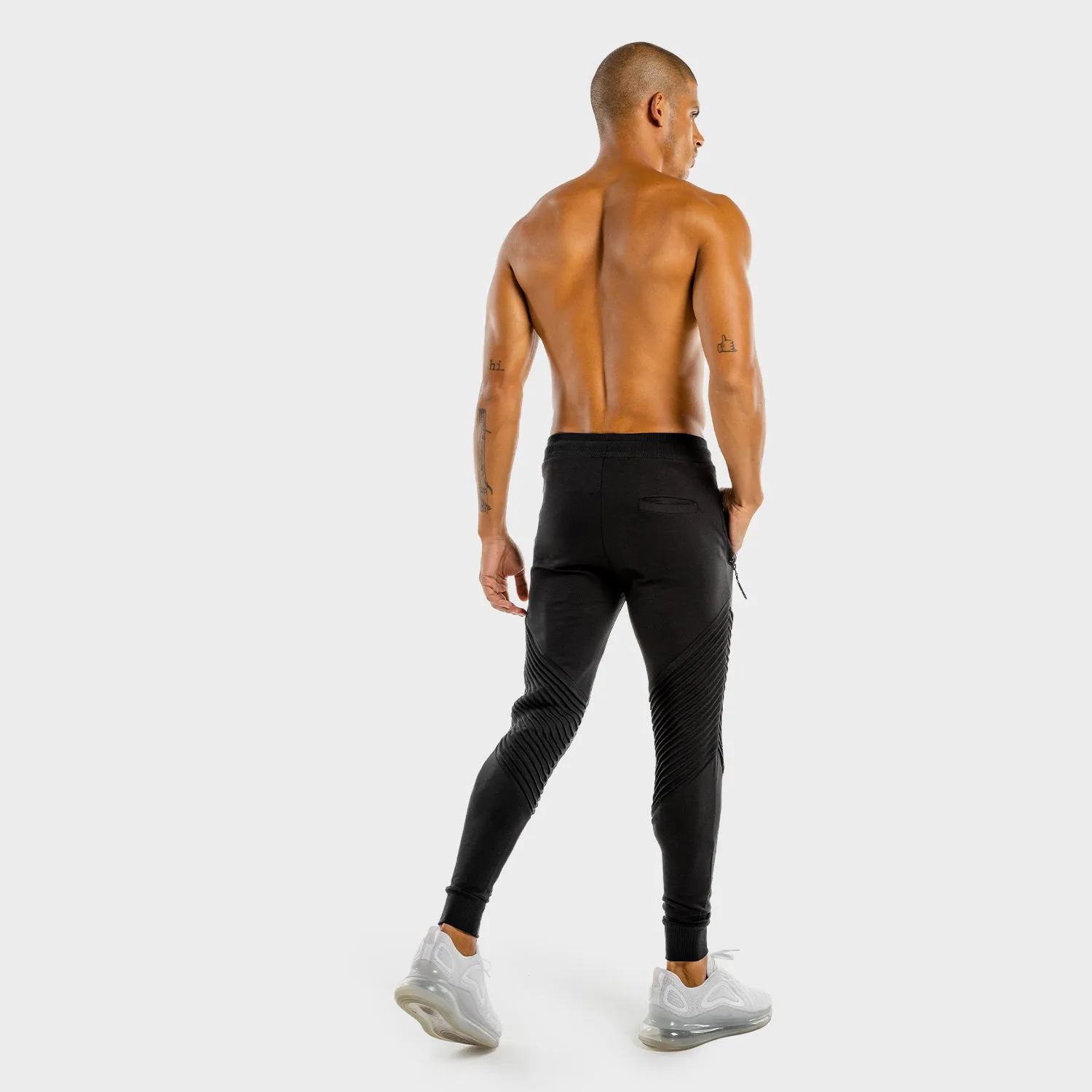 Statement Ribbed Joggers- Black