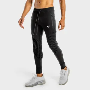 Statement Ribbed Joggers- Black