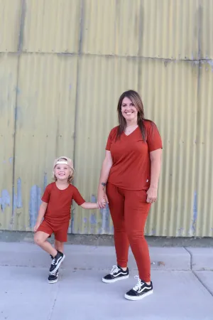 Terracotta Ribbed Adult Joggers