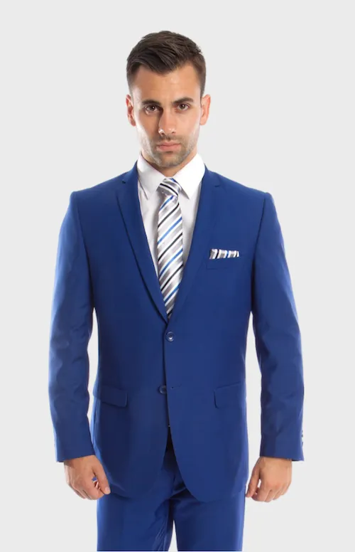 Two Button Royal Blue Slim Fit Suit