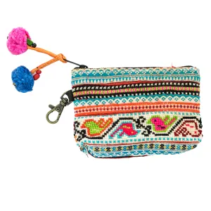 Up-cycled Hmong Textile Coin Purse with Lobster Clip - Thailand