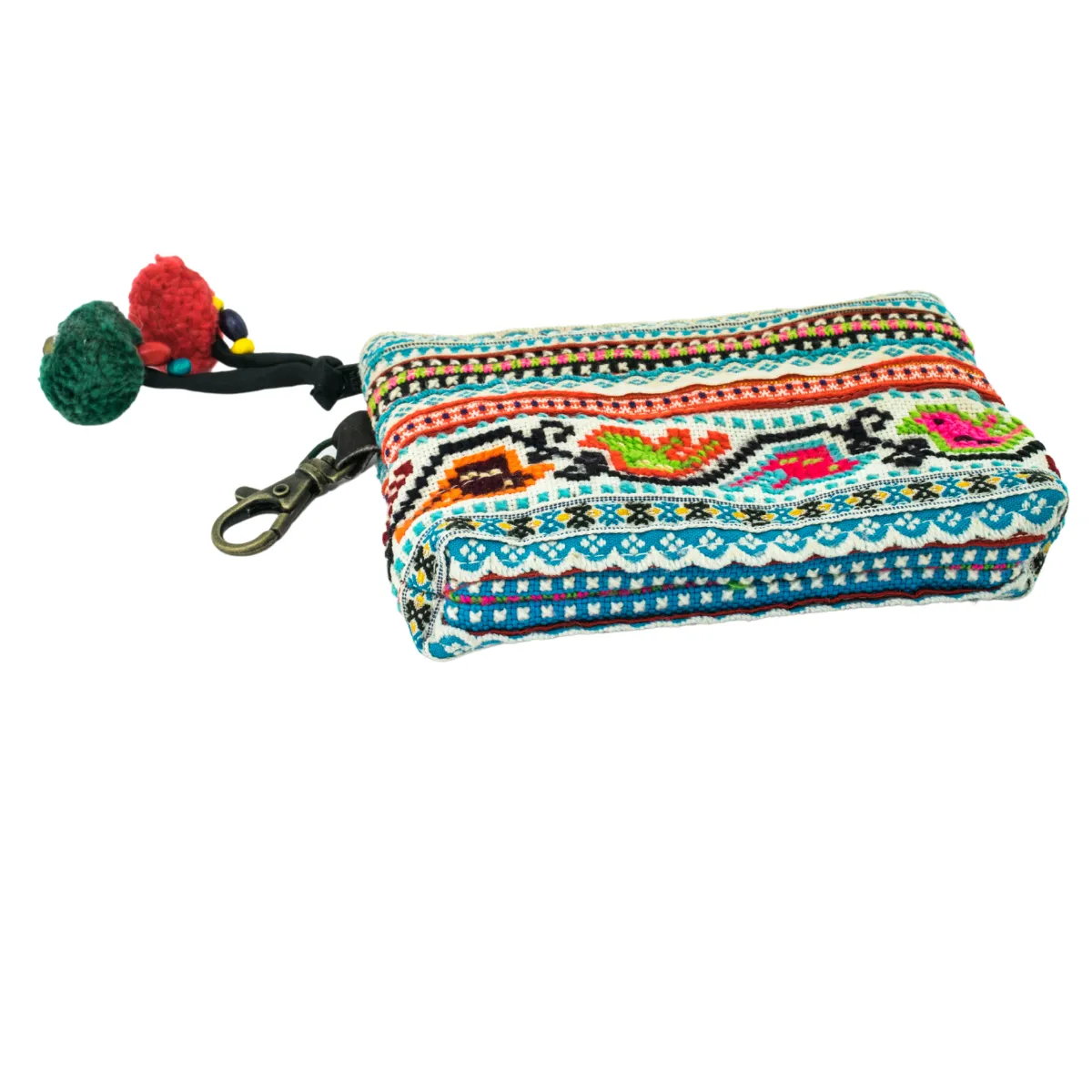 Up-cycled Hmong Textile Coin Purse with Lobster Clip - Thailand