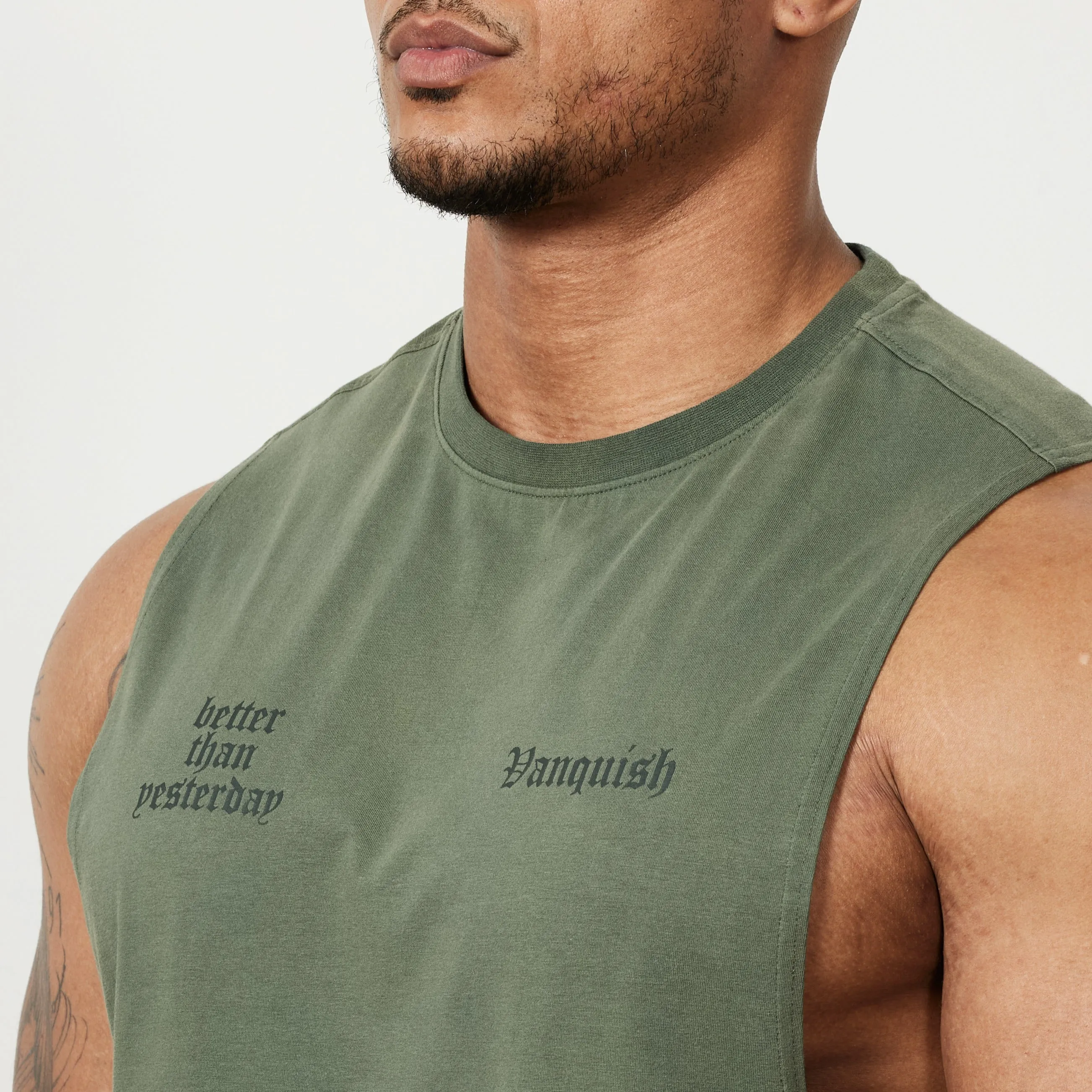 Vanquish Sun-faded Green Oversized Sleeveless T Shirt