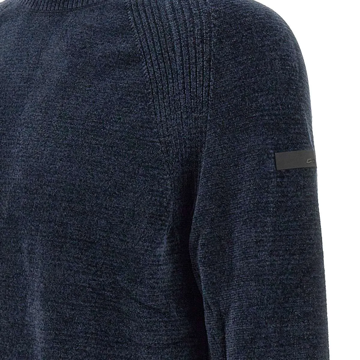 Velvet Effect Blue Chenille Sweater