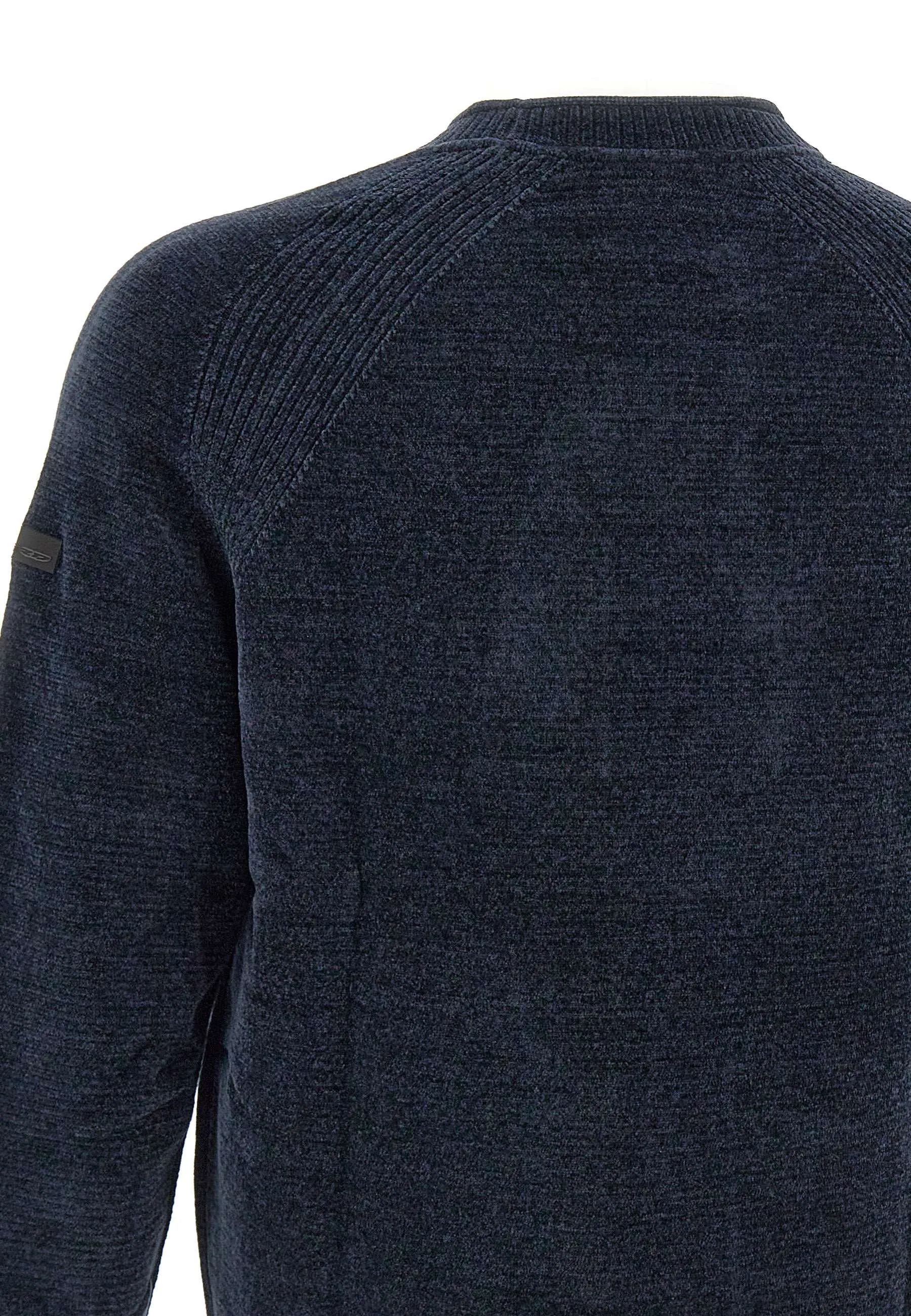 Velvet Effect Blue Chenille Sweater