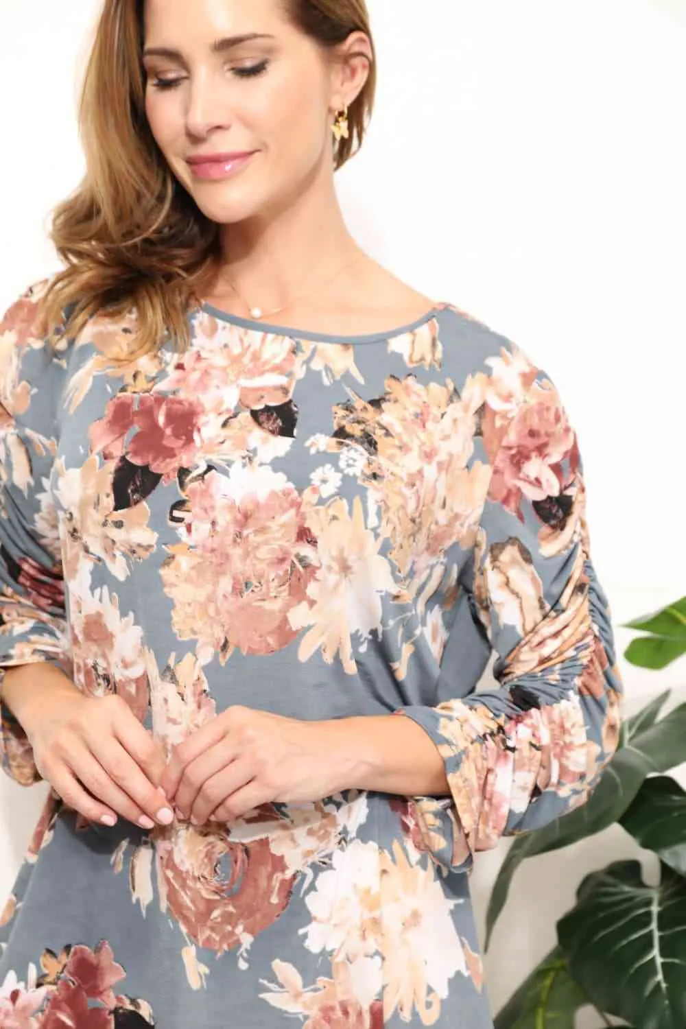 Women's Sew In Love  Full Size Flower Print Long Sleeve Top