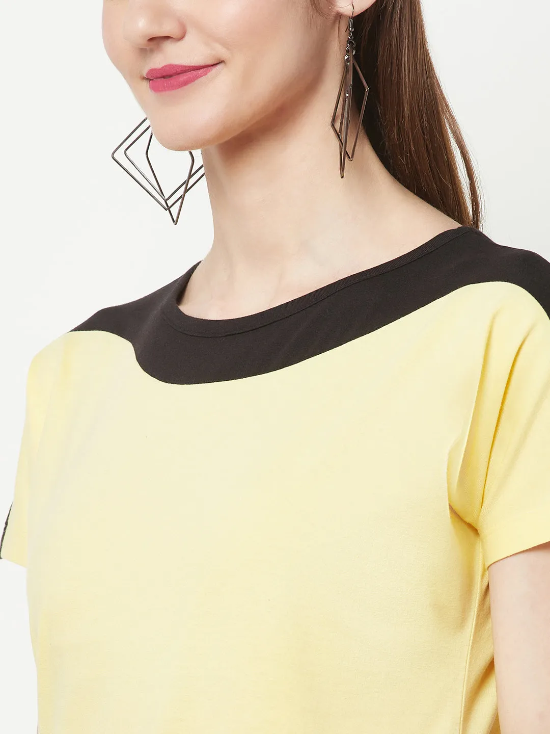 Yellow Boat Neck T-shirt